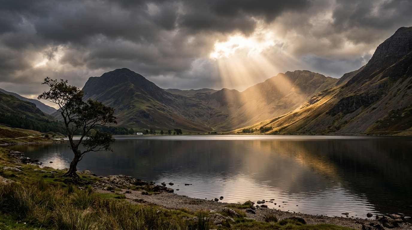 Lake Buttermere and scenic fells